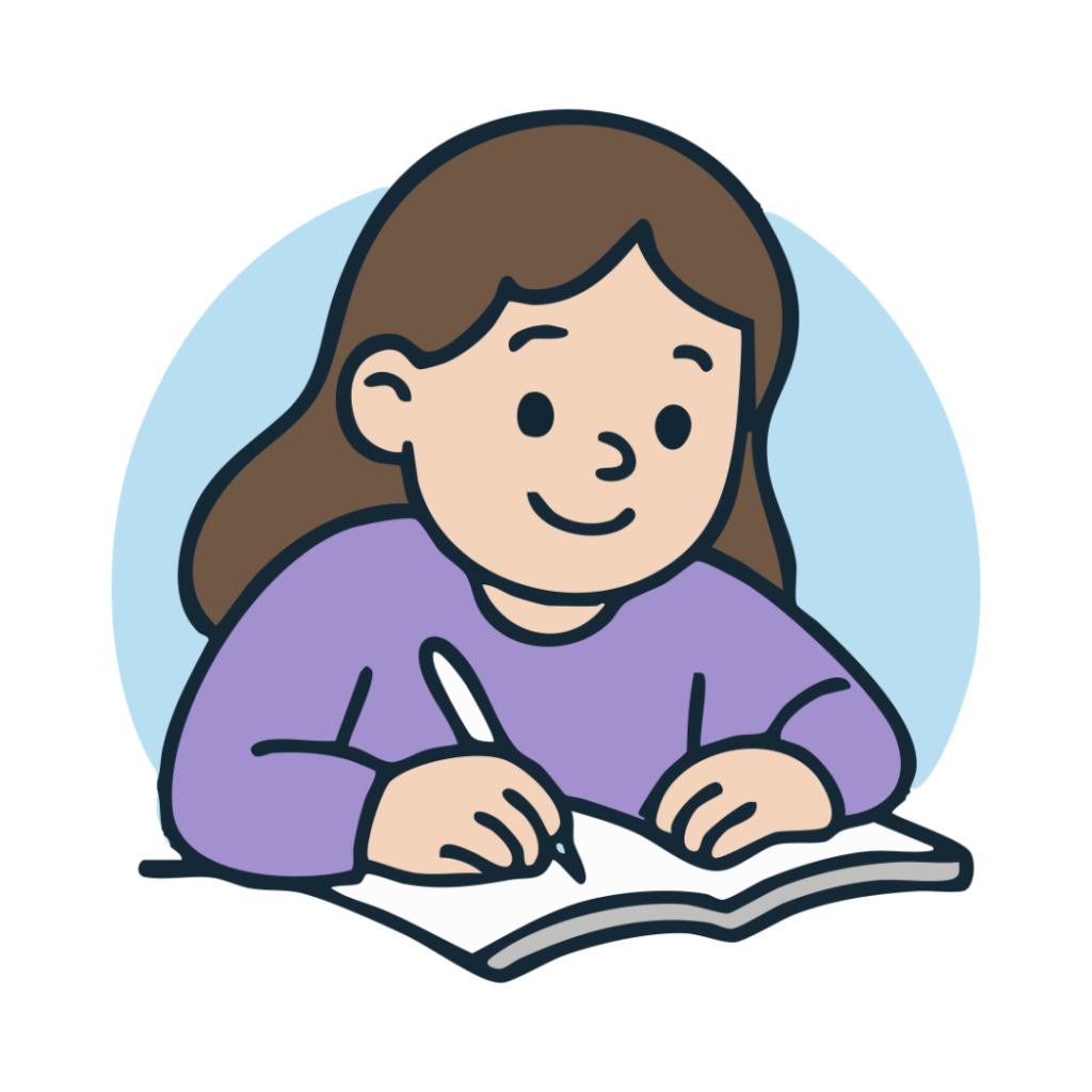 Person writing webpage ideas in a notebook